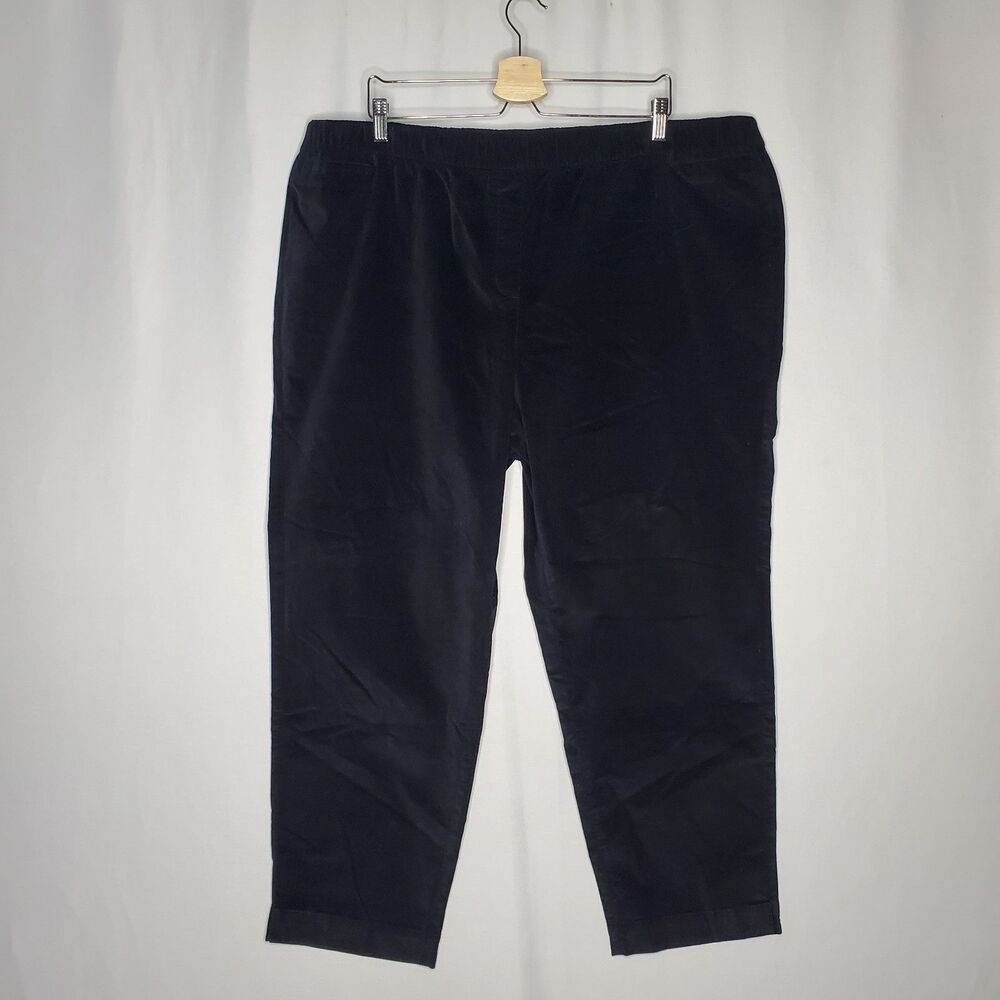 J Jill Pants Women 26W Black Crushed Corduroy Pull-on Straight